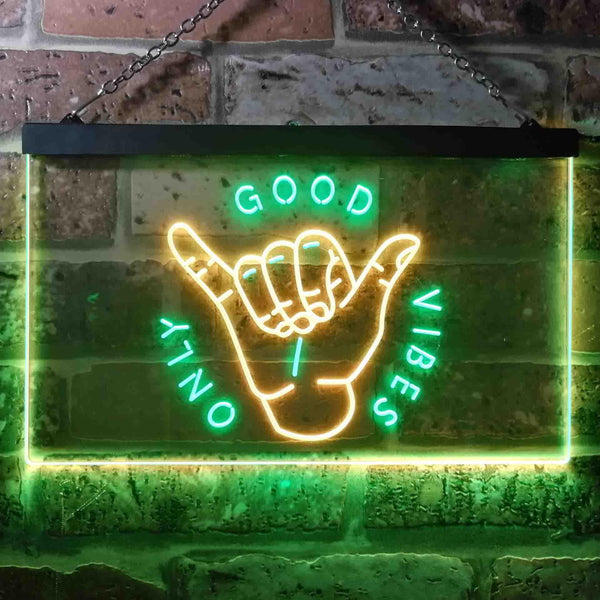 ADVPRO Good Vibes Only Hand Room Dual Color LED Neon Sign st6-i3475 - Green & Yellow