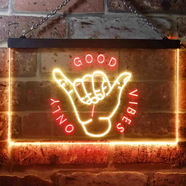 ADVPRO Good Vibes Only Hand Room Dual Color LED Neon Sign st6-i3475 - Red & Yellow