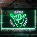 ADVPRO Good Vibes Only Hand Room Dual Color LED Neon Sign st6-i3475 - White & Green