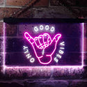 ADVPRO Good Vibes Only Hand Room Dual Color LED Neon Sign st6-i3475 - White & Purple