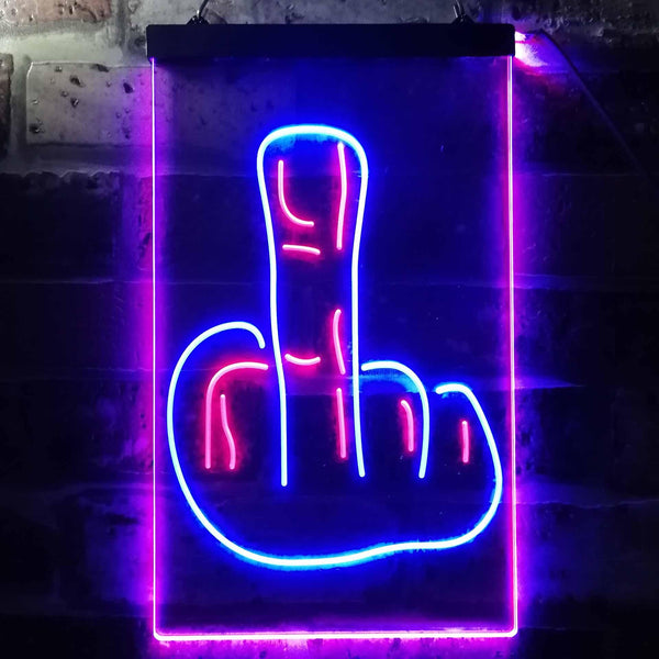 ADVPRO Back Off Middle Finger Bar  Dual Color LED Neon Sign st6-i3476 - Blue & Red