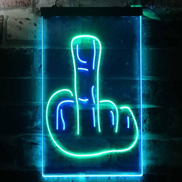 ADVPRO Back Off Middle Finger Bar  Dual Color LED Neon Sign st6-i3476 - Green & Blue