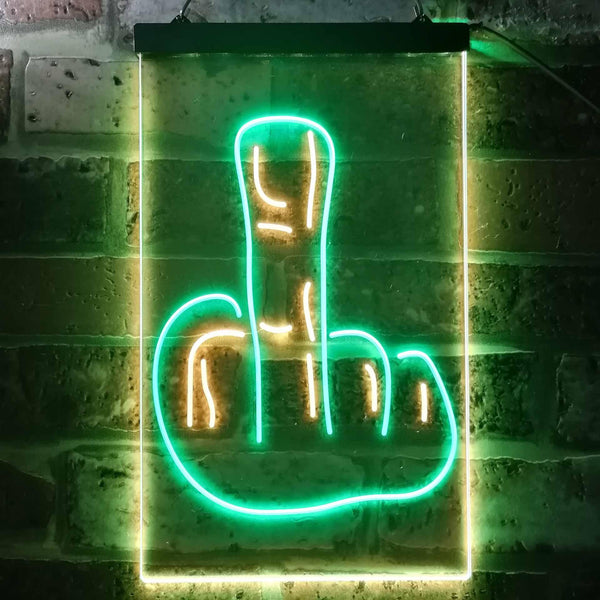 ADVPRO Back Off Middle Finger Bar  Dual Color LED Neon Sign st6-i3476 - Green & Yellow