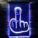 ADVPRO Back Off Middle Finger Bar  Dual Color LED Neon Sign st6-i3476 - White & Blue