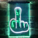 ADVPRO Back Off Middle Finger Bar  Dual Color LED Neon Sign st6-i3476 - White & Green