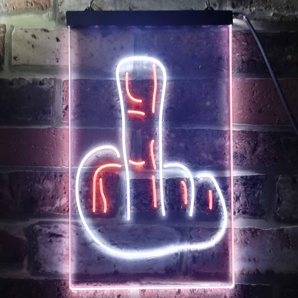 ADVPRO Back Off Middle Finger Bar  Dual Color LED Neon Sign st6-i3476 - White & Orange