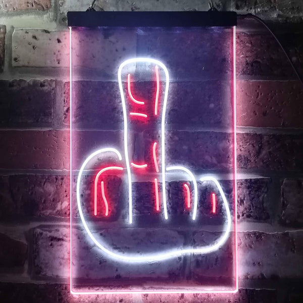 ADVPRO Back Off Middle Finger Bar  Dual Color LED Neon Sign st6-i3476 - White & Red