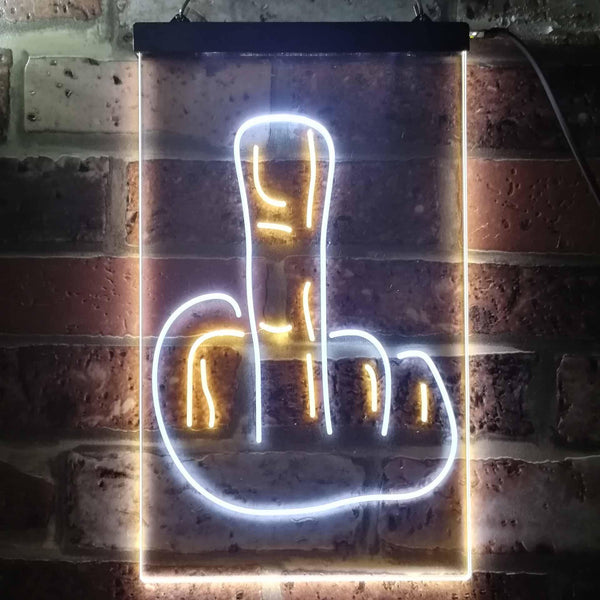 ADVPRO Back Off Middle Finger Bar  Dual Color LED Neon Sign st6-i3476 - White & Yellow