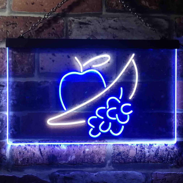 ADVPRO Fruit Shop Apply Grape Banana Dual Color LED Neon Sign st6-i3479 - White & Blue