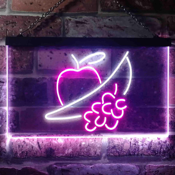 ADVPRO Fruit Shop Apply Grape Banana Dual Color LED Neon Sign st6-i3479 - White & Purple