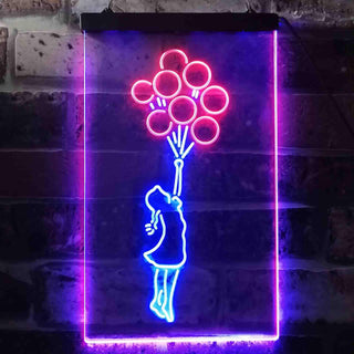 ADVPRO Balloon Girl Kid Room Display  Dual Color LED Neon Sign st6-i3480 - Blue & Red