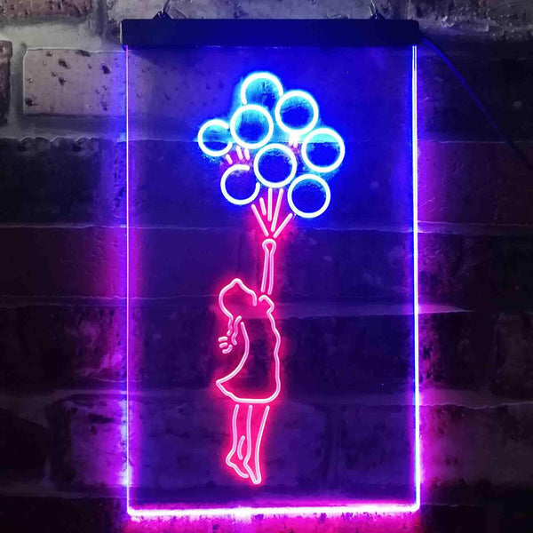ADVPRO Balloon Girl Kid Room Display  Dual Color LED Neon Sign st6-i3480 - Red & Blue