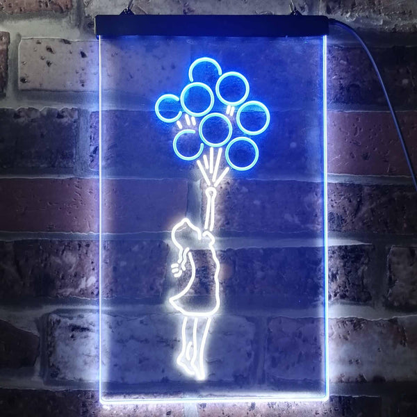 ADVPRO Balloon Girl Kid Room Display  Dual Color LED Neon Sign st6-i3480 - White & Blue
