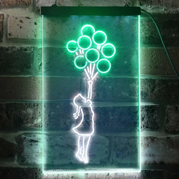 ADVPRO Balloon Girl Kid Room Display  Dual Color LED Neon Sign st6-i3480 - White & Green