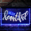 ADVPRO Hello Beautiful Room Display Dual Color LED Neon Sign st6-i3482 - White & Blue
