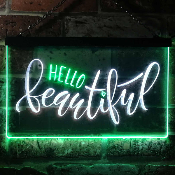 ADVPRO Hello Beautiful Room Display Dual Color LED Neon Sign st6-i3482 - White & Green