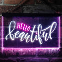 ADVPRO Hello Beautiful Room Display Dual Color LED Neon Sign st6-i3482 - White & Purple