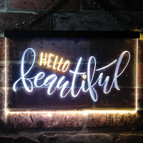 ADVPRO Hello Beautiful Room Display Dual Color LED Neon Sign st6-i3482 - White & Yellow