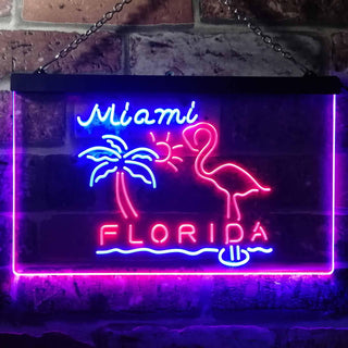 ADVPRO Miami Florida Sunshine Flamingo Dual Color LED Neon Sign st6-i3486 - Blue & Red