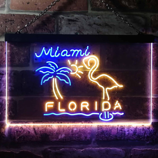 ADVPRO Miami Florida Sunshine Flamingo Dual Color LED Neon Sign st6-i3486 - Blue & Yellow