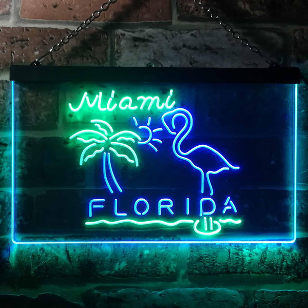 ADVPRO Miami Florida Sunshine Flamingo Dual Color LED Neon Sign st6-i3486 - Green & Blue