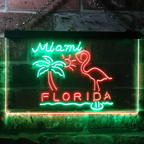 ADVPRO Miami Florida Sunshine Flamingo Dual Color LED Neon Sign st6-i3486 - Green & Red