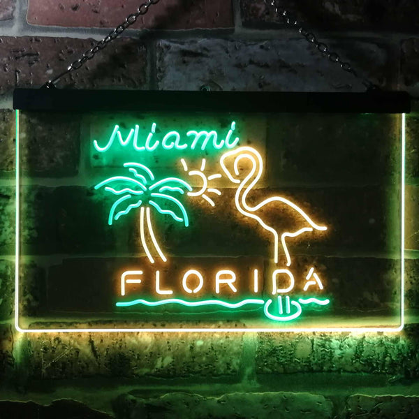 ADVPRO Miami Florida Sunshine Flamingo Dual Color LED Neon Sign st6-i3486 - Green & Yellow