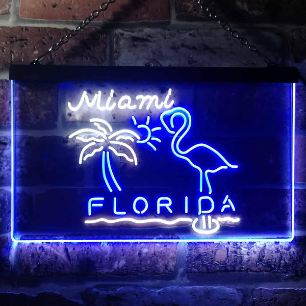 ADVPRO Miami Florida Sunshine Flamingo Dual Color LED Neon Sign st6-i3486 - White & Blue
