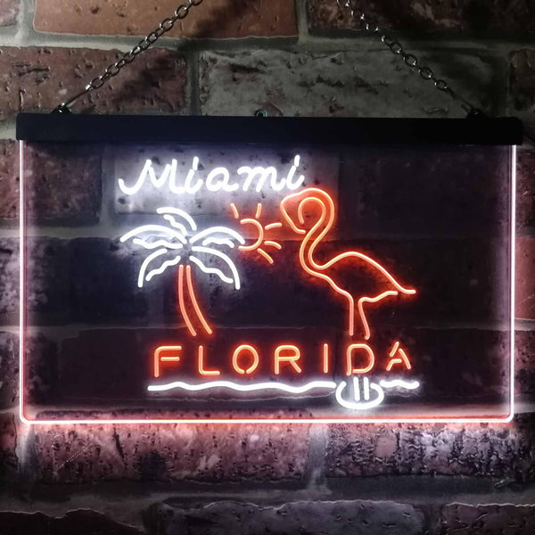 ADVPRO Miami Florida Sunshine Flamingo Dual Color LED Neon Sign st6-i3486 - White & Orange