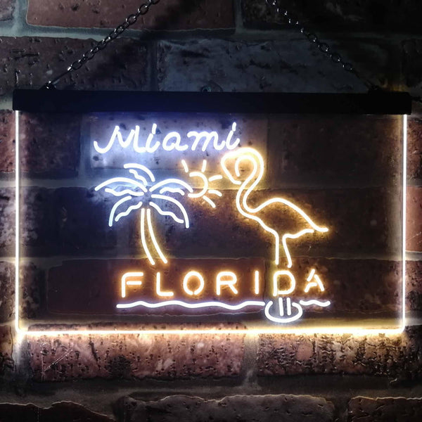 ADVPRO Miami Florida Sunshine Flamingo Dual Color LED Neon Sign st6-i3486 - White & Yellow