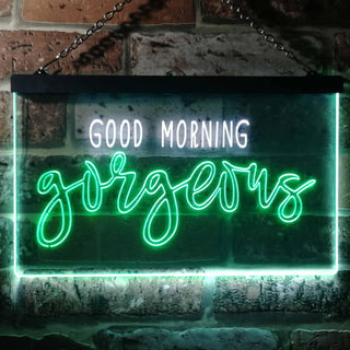 ADVPRO Good Morning Gorgeous Girl Room Dual Color LED Neon Sign st6-i3489 - White & Green