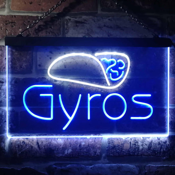 ADVPRO Gyros Cafe Shop Dual Color LED Neon Sign st6-i3490 - White & Blue