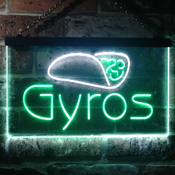 ADVPRO Gyros Cafe Shop Dual Color LED Neon Sign st6-i3490 - White & Green