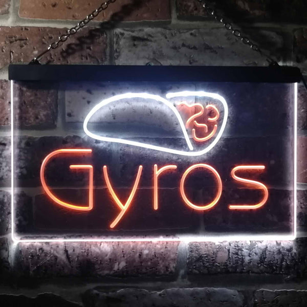 ADVPRO Gyros Cafe Shop Dual Color LED Neon Sign st6-i3490 - White & Orange