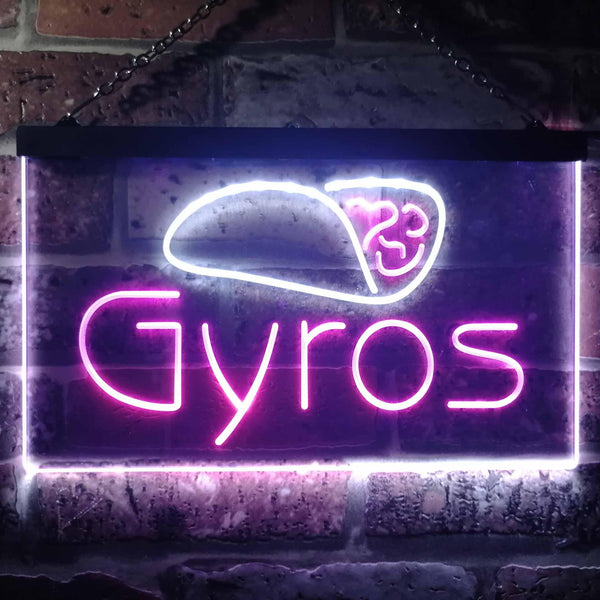 ADVPRO Gyros Cafe Shop Dual Color LED Neon Sign st6-i3490 - White & Purple