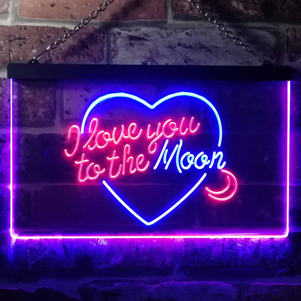 ADVPRO I Love You to The Moon Room Decor Dual Color LED Neon Sign st6-i3492 - Blue & Red