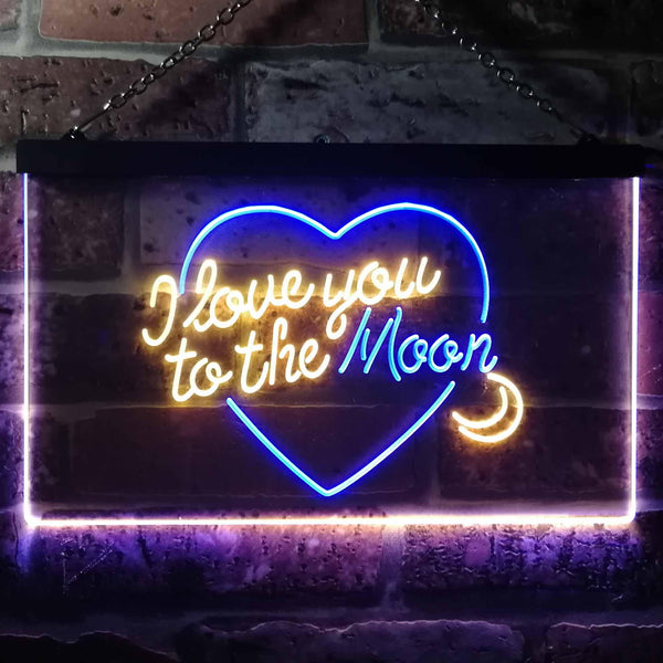 ADVPRO I Love You to The Moon Room Decor Dual Color LED Neon Sign st6-i3492 - Blue & Yellow