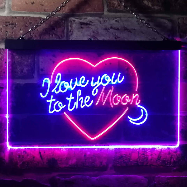 ADVPRO I Love You to The Moon Room Decor Dual Color LED Neon Sign st6-i3492 - Red & Blue