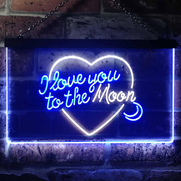 ADVPRO I Love You to The Moon Room Decor Dual Color LED Neon Sign st6-i3492 - White & Blue
