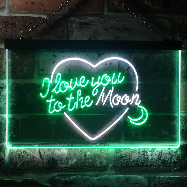 ADVPRO I Love You to The Moon Room Decor Dual Color LED Neon Sign st6-i3492 - White & Green