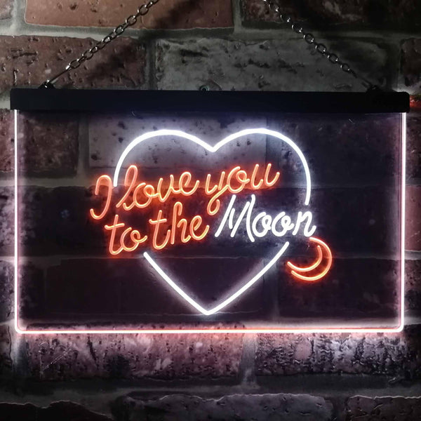 ADVPRO I Love You to The Moon Room Decor Dual Color LED Neon Sign st6-i3492 - White & Orange