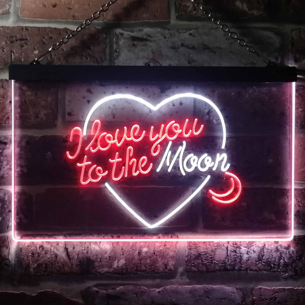 ADVPRO I Love You to The Moon Room Decor Dual Color LED Neon Sign st6-i3492 - White & Red