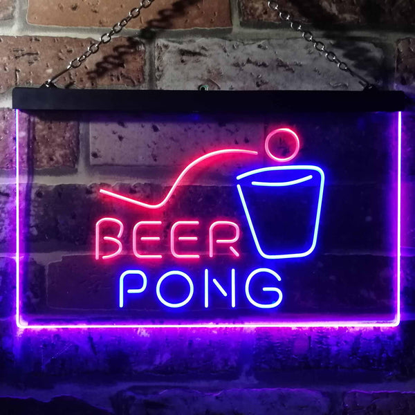 ADVPRO Beer Pong Bar Game Pub Dual Color LED Neon Sign st6-i3495 - Blue & Red