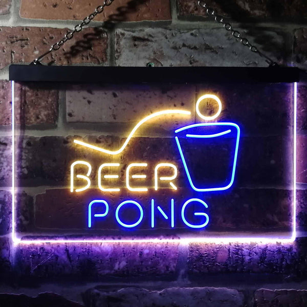 ADVPRO Beer Pong Bar Game Pub Dual Color LED Neon Sign st6-i3495 - Blue & Yellow