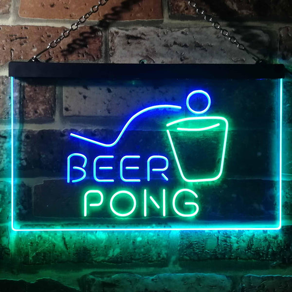 ADVPRO Beer Pong Bar Game Pub Dual Color LED Neon Sign st6-i3495 - Green & Blue