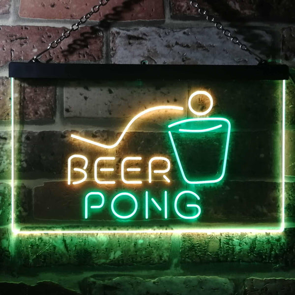 ADVPRO Beer Pong Bar Game Pub Dual Color LED Neon Sign st6-i3495 - Green & Yellow
