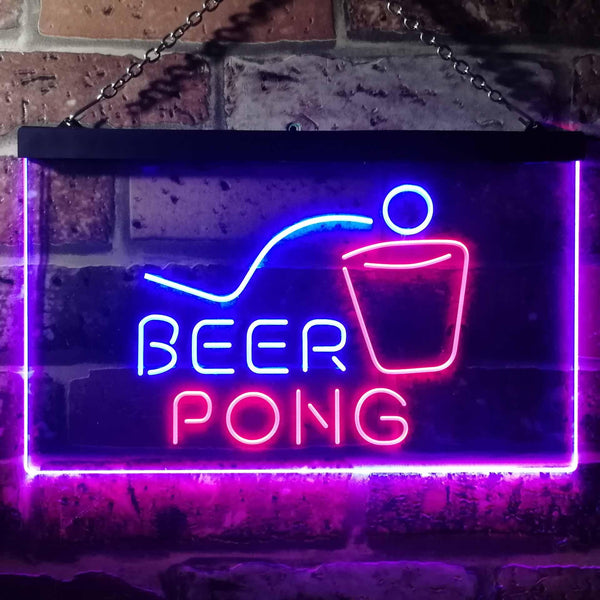 ADVPRO Beer Pong Bar Game Pub Dual Color LED Neon Sign st6-i3495 - Red & Blue
