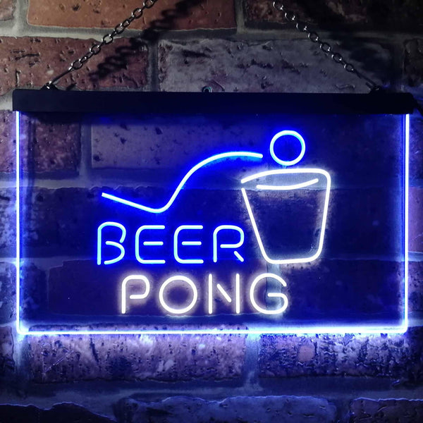 ADVPRO Beer Pong Bar Game Pub Dual Color LED Neon Sign st6-i3495 - White & Blue
