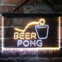 ADVPRO Beer Pong Bar Game Pub Dual Color LED Neon Sign st6-i3495 - White & Yellow