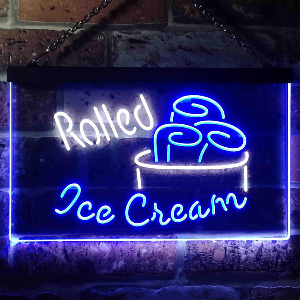 ADVPRO Rolled Ice Cream Shop Dual Color LED Neon Sign st6-i3500 - White & Blue